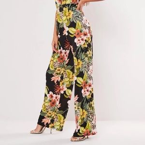 Flower print flair pants